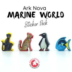 Boost your 'Ark Nova Marine Worlds' game with our durable, vivid meeple stickers. Shop now to visually upgrade your gameplay and bring your aquariums to life!