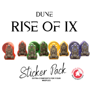 Dynamic and colorful stickers for the Dune: Rise of IX board game, perfect for customizing and enhancing spaceship models.