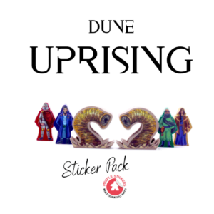 High-quality, vibrant Dune Uprising meeple stickers for an enhanced gaming experience.