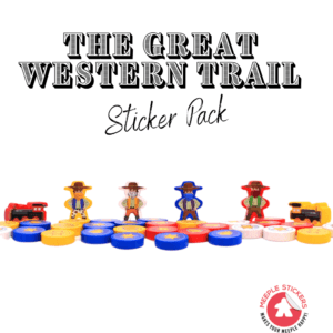 Durable stickers for The Great Western Trail board game meeples